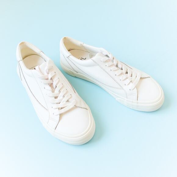 Madewell MWL Sidewalk Low Top White Leather Sneakers Womens 8 Clean Girl - Picture 1 of 8